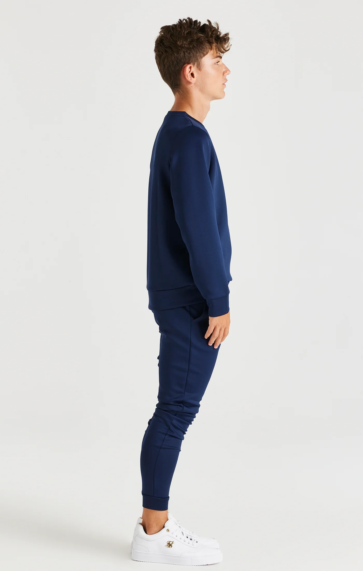 Boys Navy Poly Sweatshirt Tracksuit - Image 2