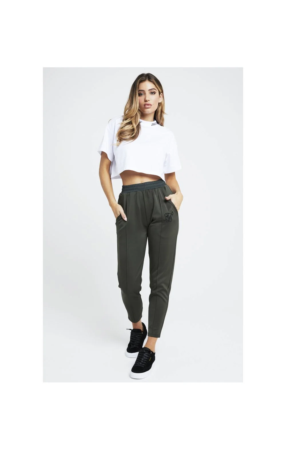 SikSilk Poly Track Joggers - Khaki - Image 5