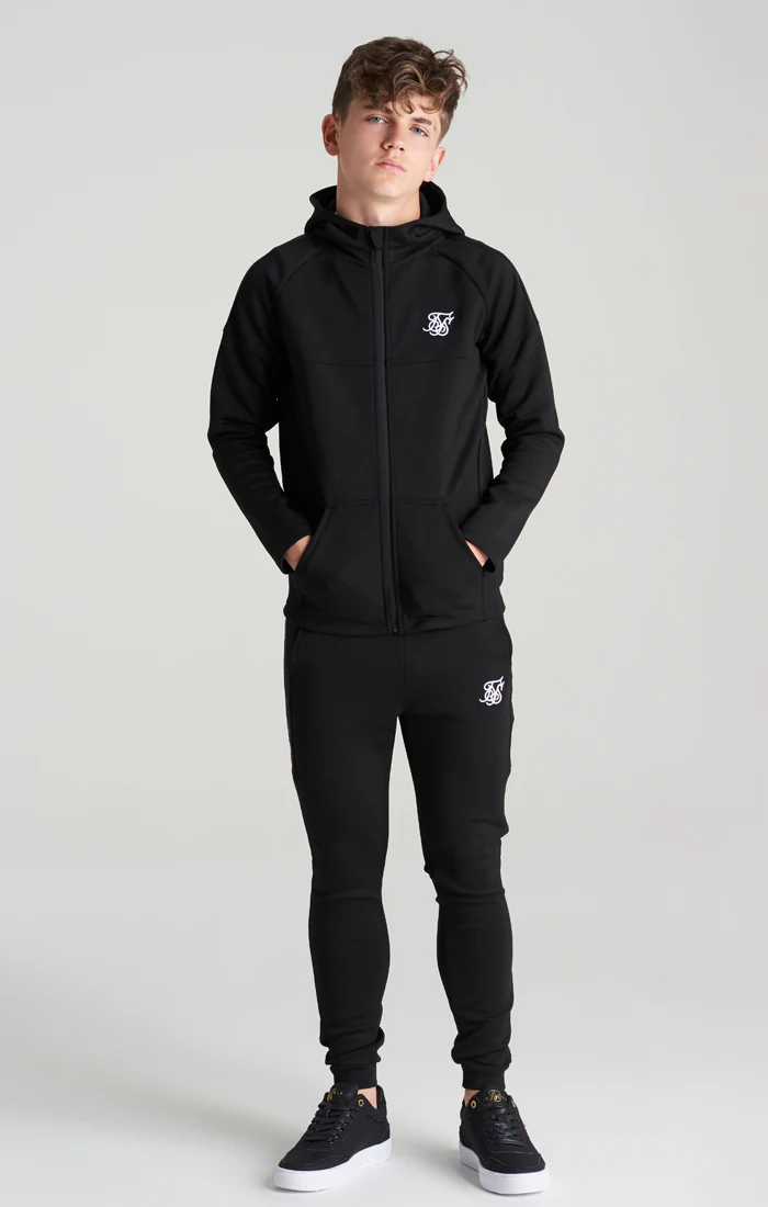 Boys Black Poly Taped Tracksuit