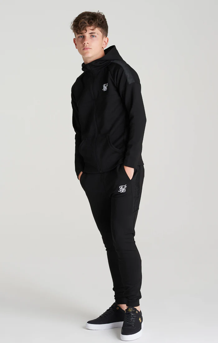 Boys Black Poly Taped Tracksuit - Image 2