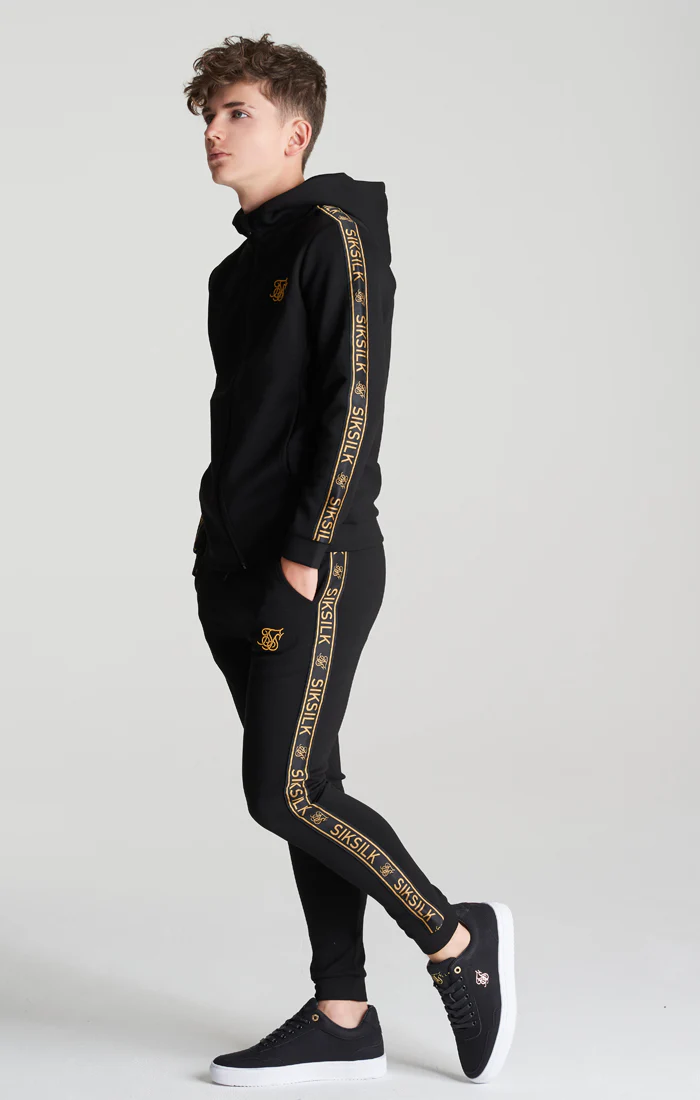 Boys Black Poly Taped Tracksuit - Image 2