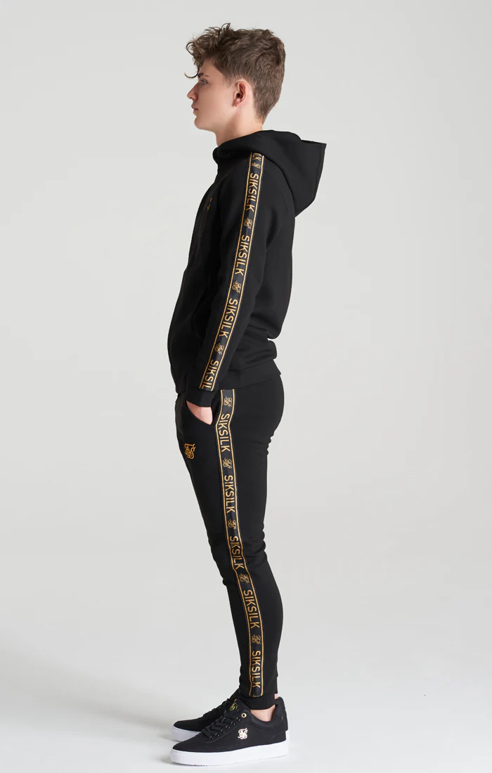 Boys Black Poly Taped Tracksuit - Image 3