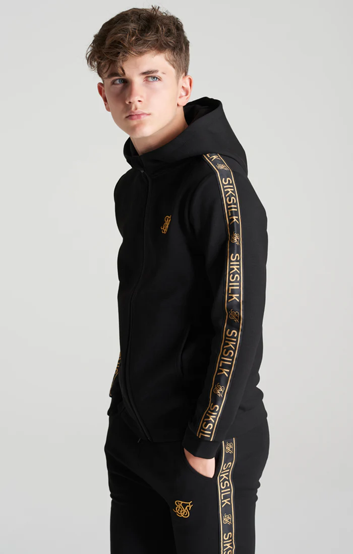 Boys Black Poly Taped Tracksuit - Image 5