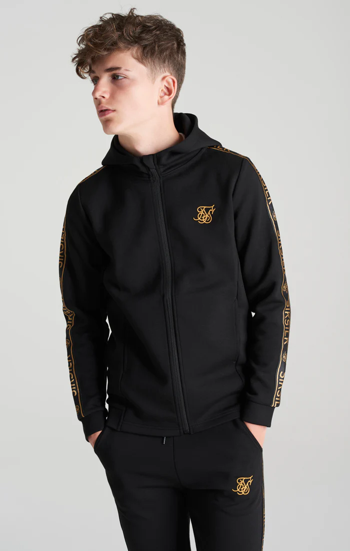 Boys Black Poly Taped Tracksuit - Image 6