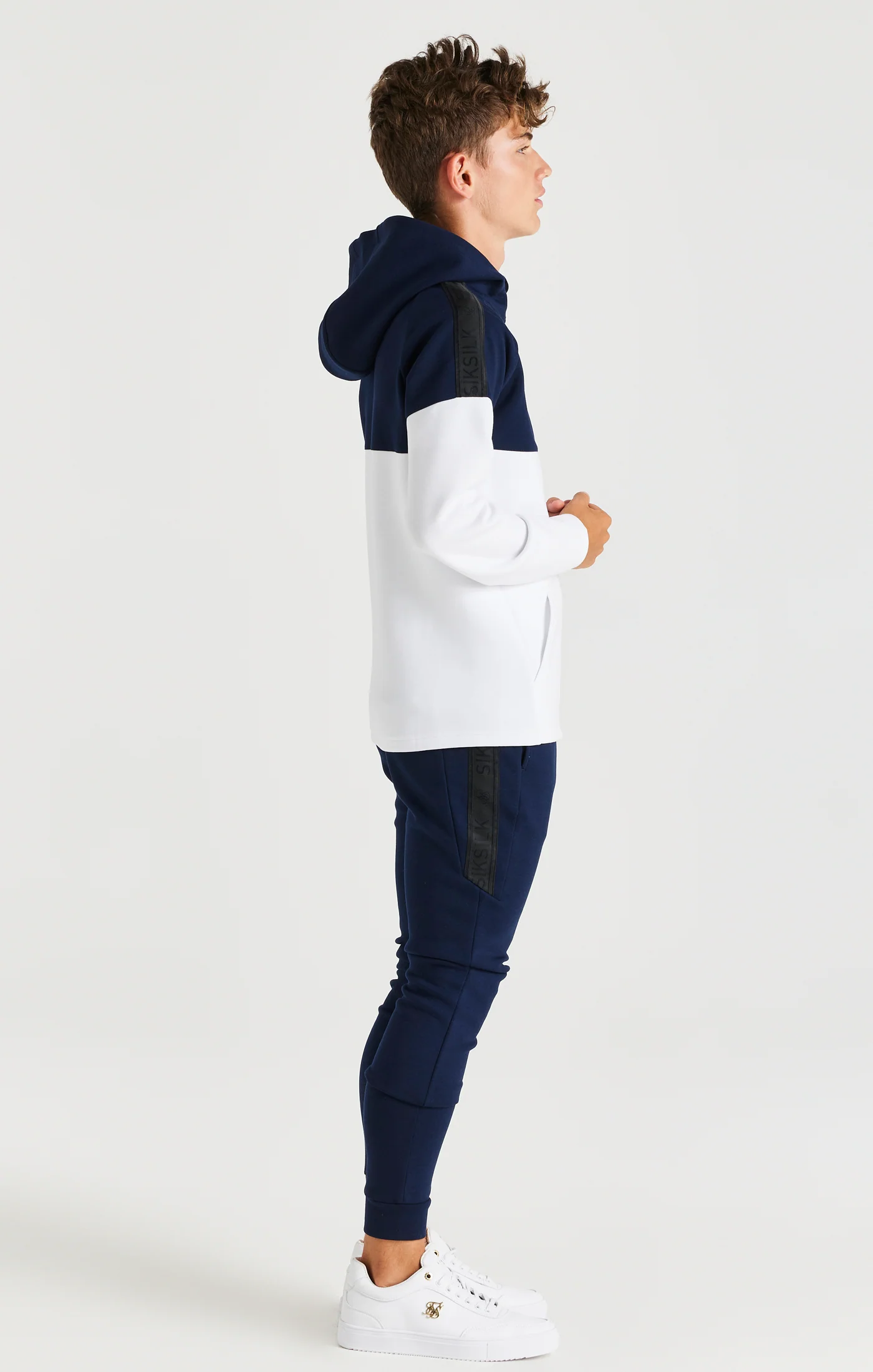 Boys Navy Poly Cut And Sew Tracksuit - Image 2