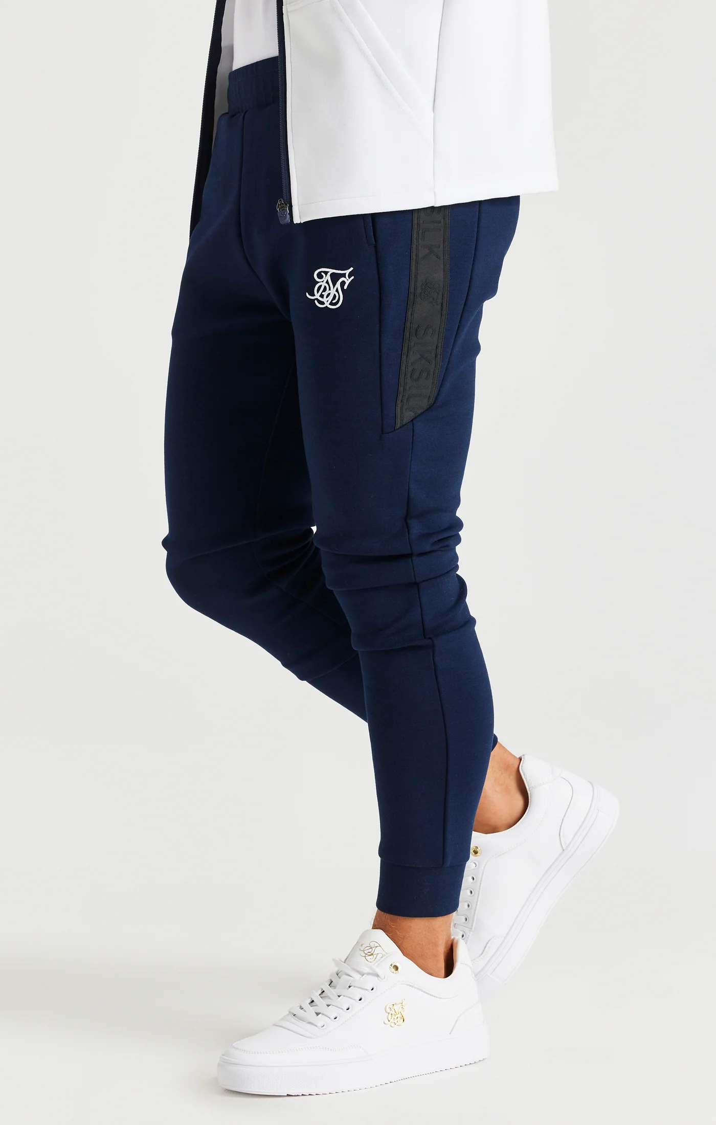 Boys Navy Poly Cut And Sew Tracksuit - Image 5