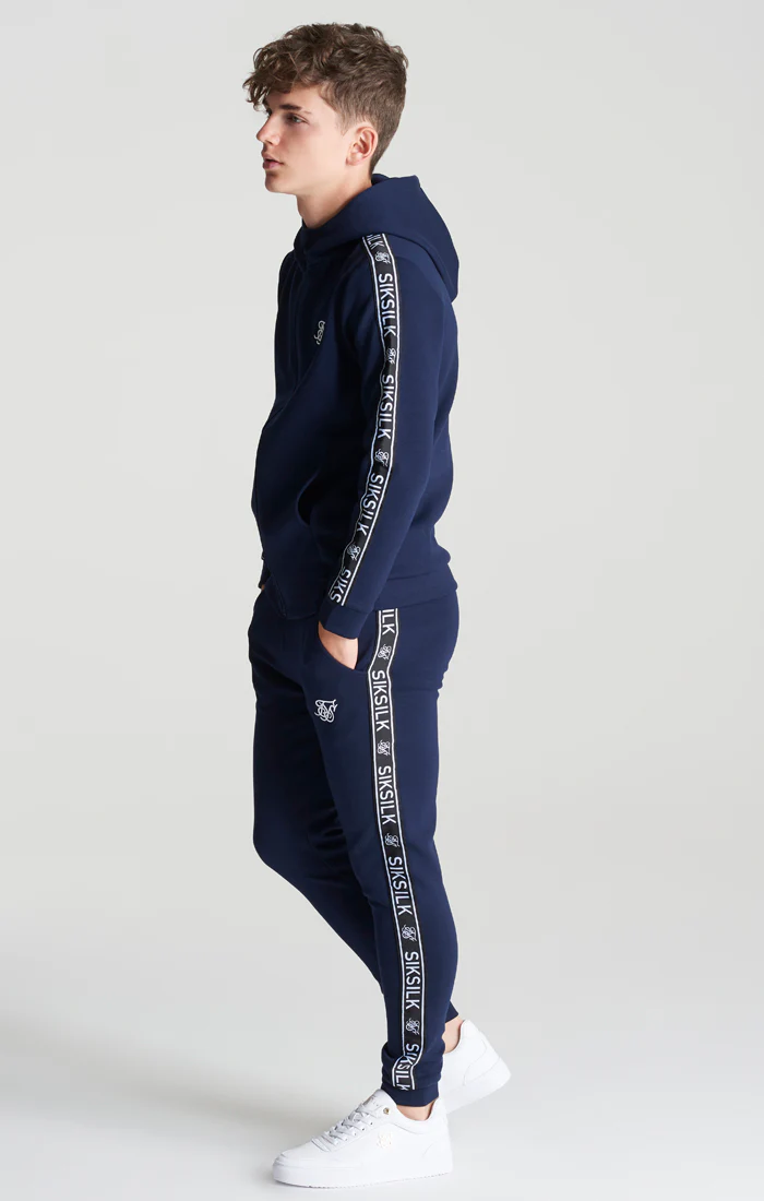 Boys Navy Poly Taped Tracksuit - Image 2