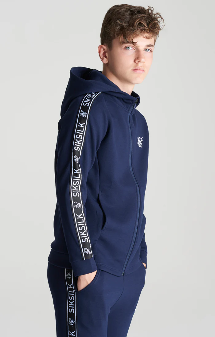 Boys Navy Poly Taped Tracksuit - Image 4