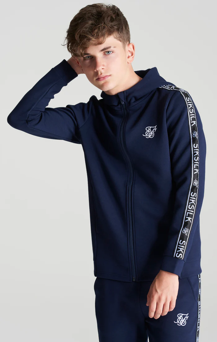 Boys Navy Poly Taped Tracksuit - Image 5