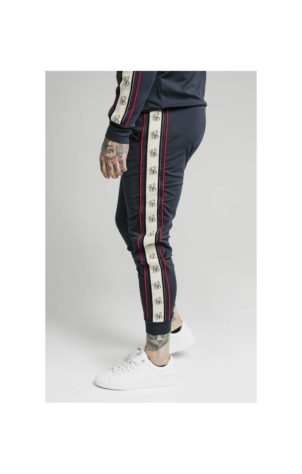 SikSilk Premium Tape Cuffed Pants – Navy - Image 2