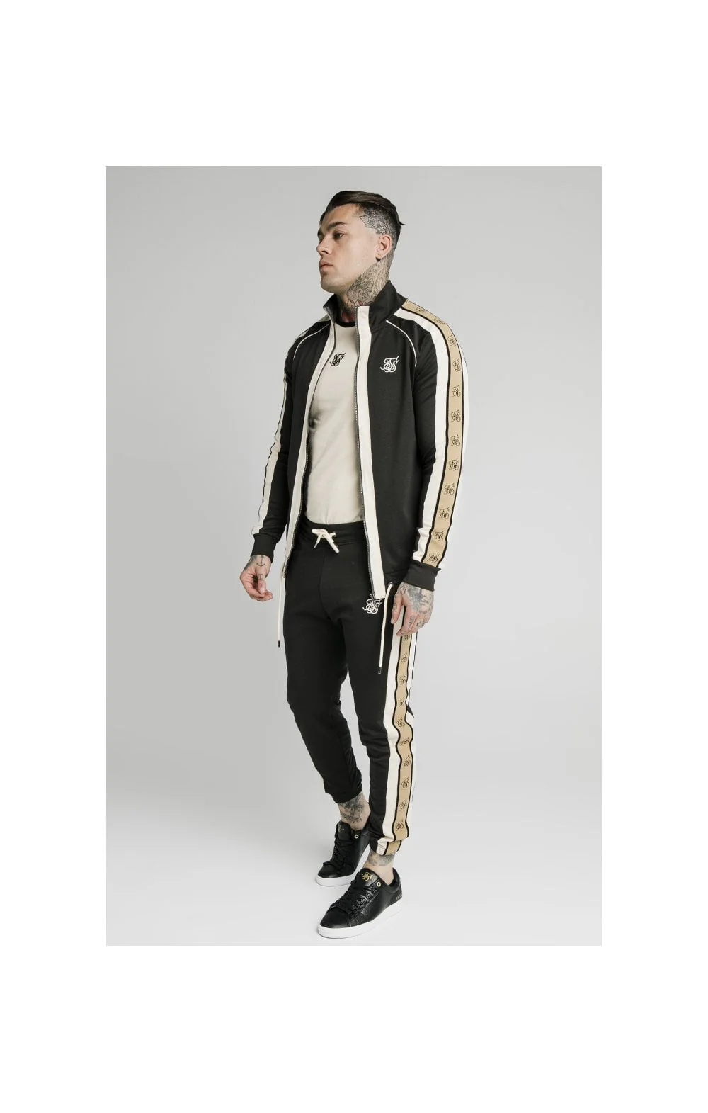 SikSilk Premium Tape Funnel Zip Through Hoodie - Anthracite - Image 5