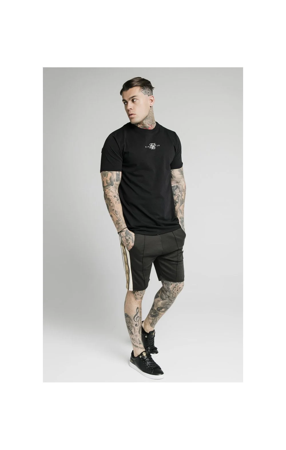 SikSilk Premium Tape Pleated Shorts - Anthracite - Image 6