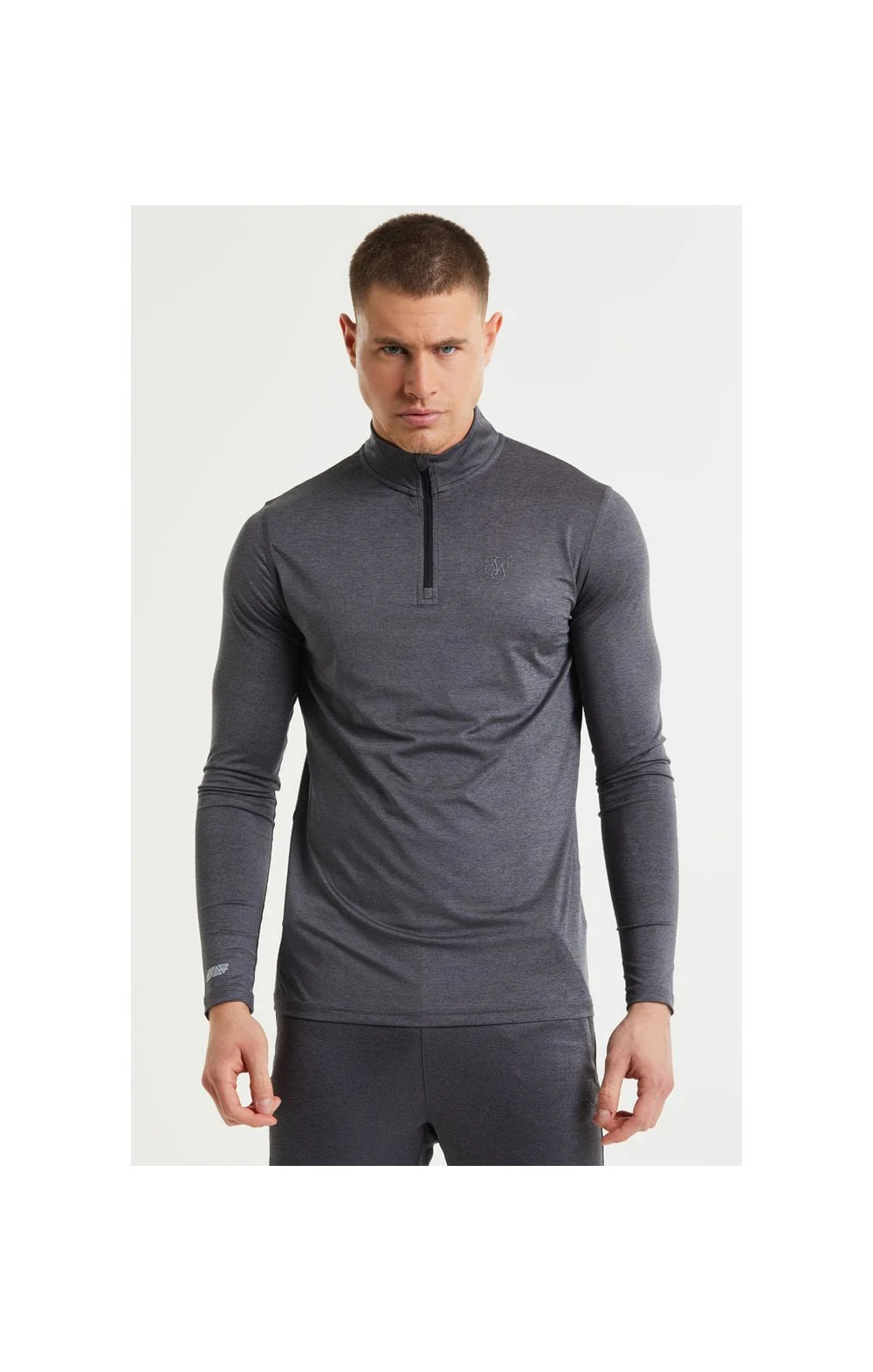 SikSilk Pressure Zip Funnel Neck - Charcoal Marl - Image 3
