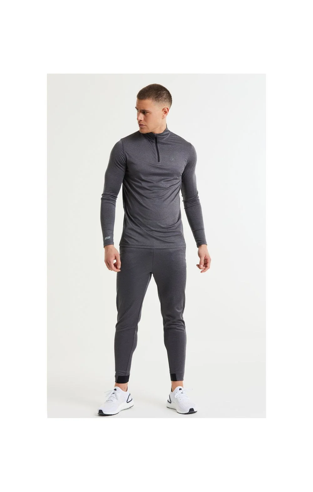 SikSilk Pressure Zip Funnel Neck - Charcoal Marl - Image 5