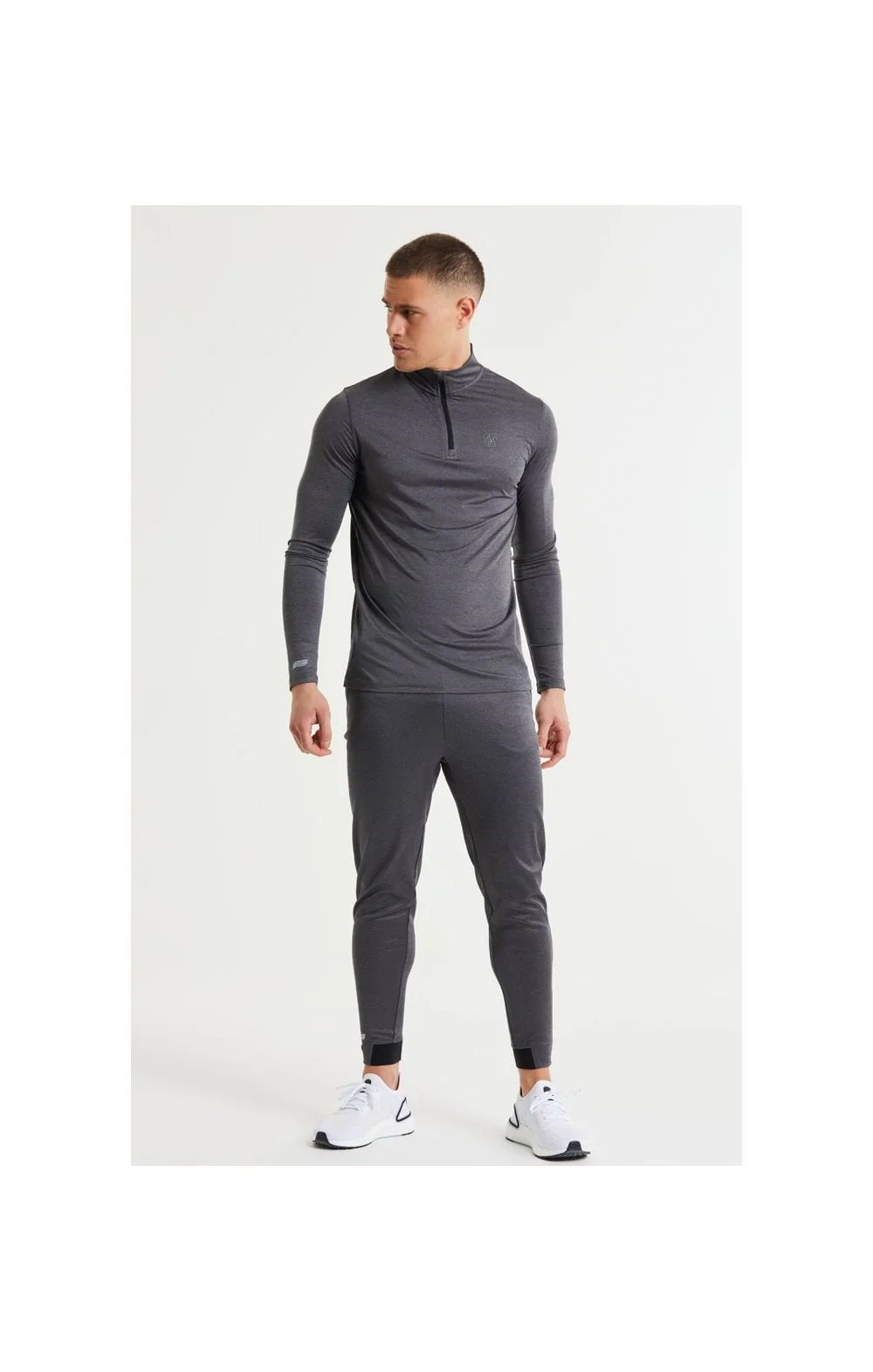 SikSilk Pressure Zip Funnel Neck - Charcoal Marl - Image 6