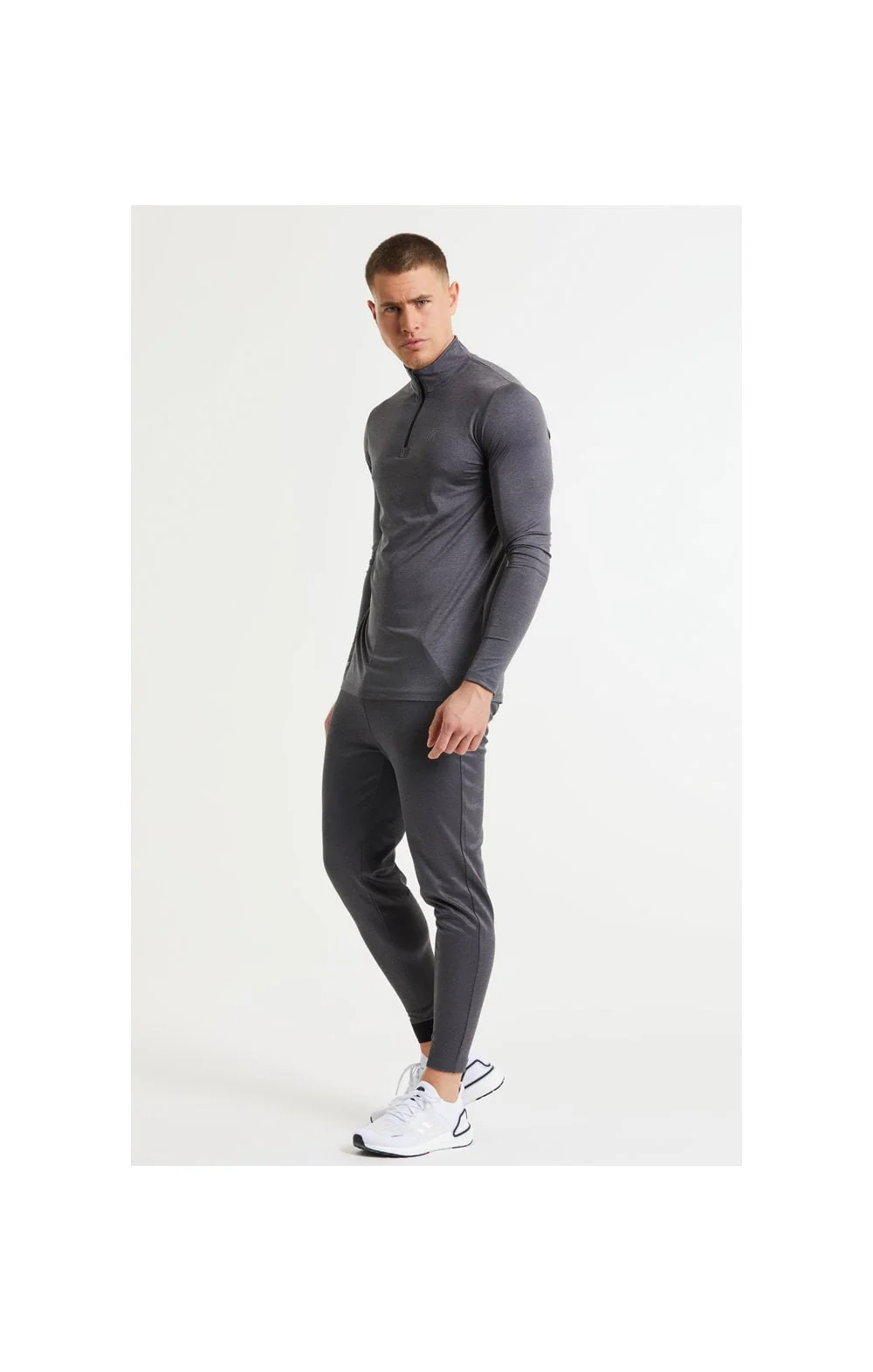SikSilk Pressure Zip Funnel Neck - Charcoal Marl - Image 7