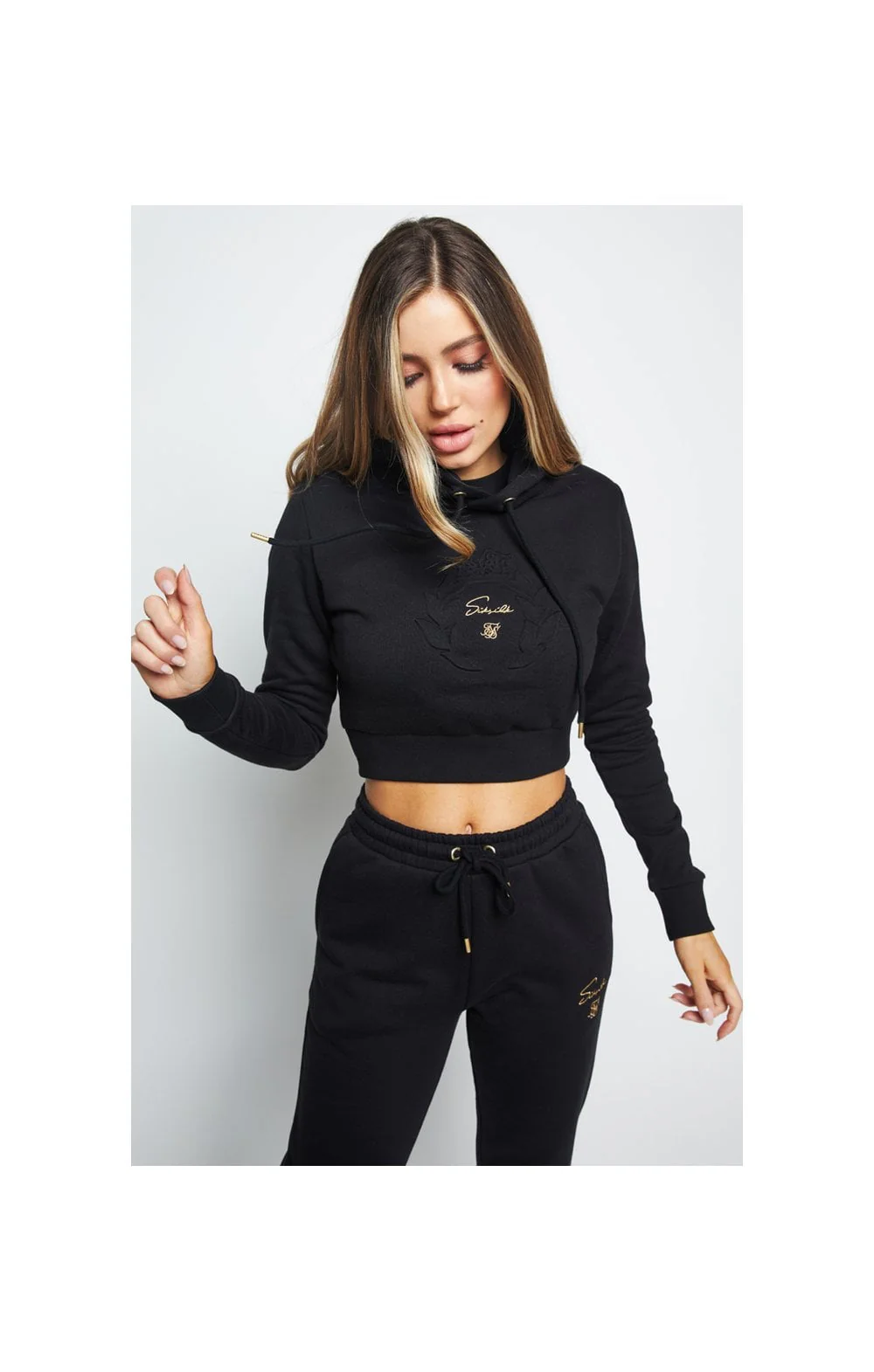 SikSilk Prestige Cropped Hoodie - Black - Image 2