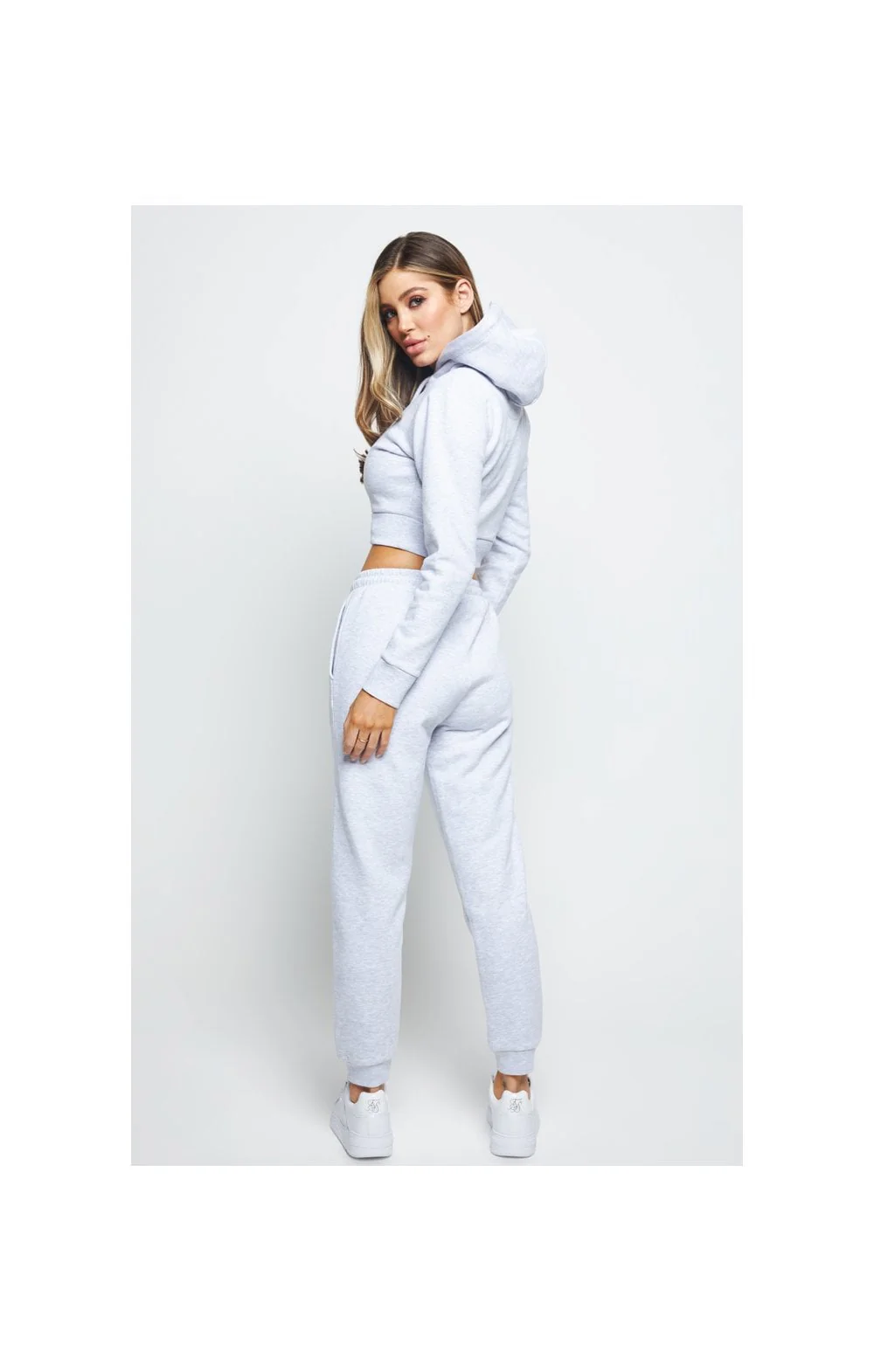 SikSilk Prestige Cropped Hoodie - Grey Marl - Image 3