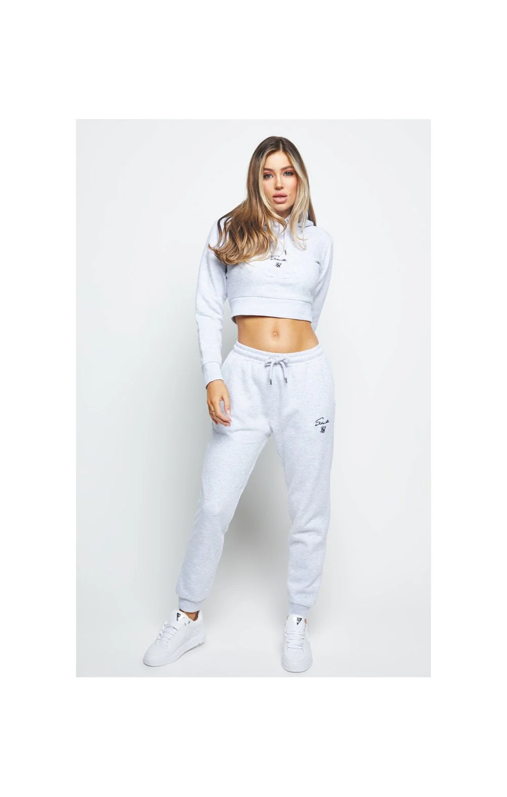 SikSilk Prestige Cropped Hoodie - Grey Marl - Image 5