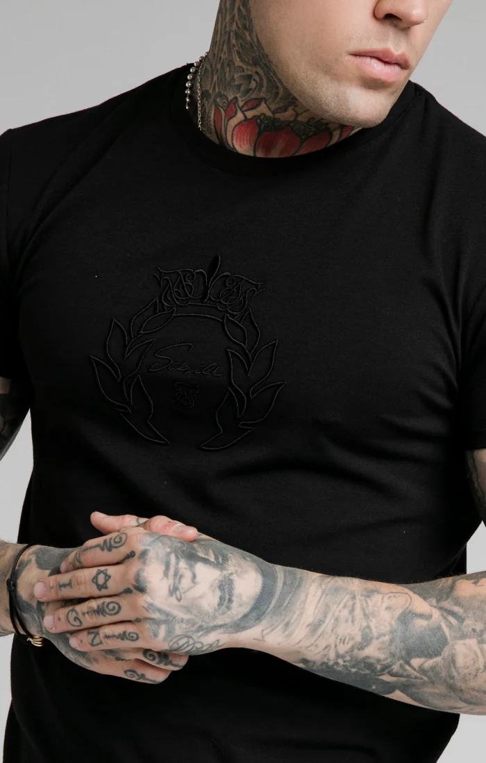 SikSilk Prestige Embroidery Gym Tee - Black - Image 2