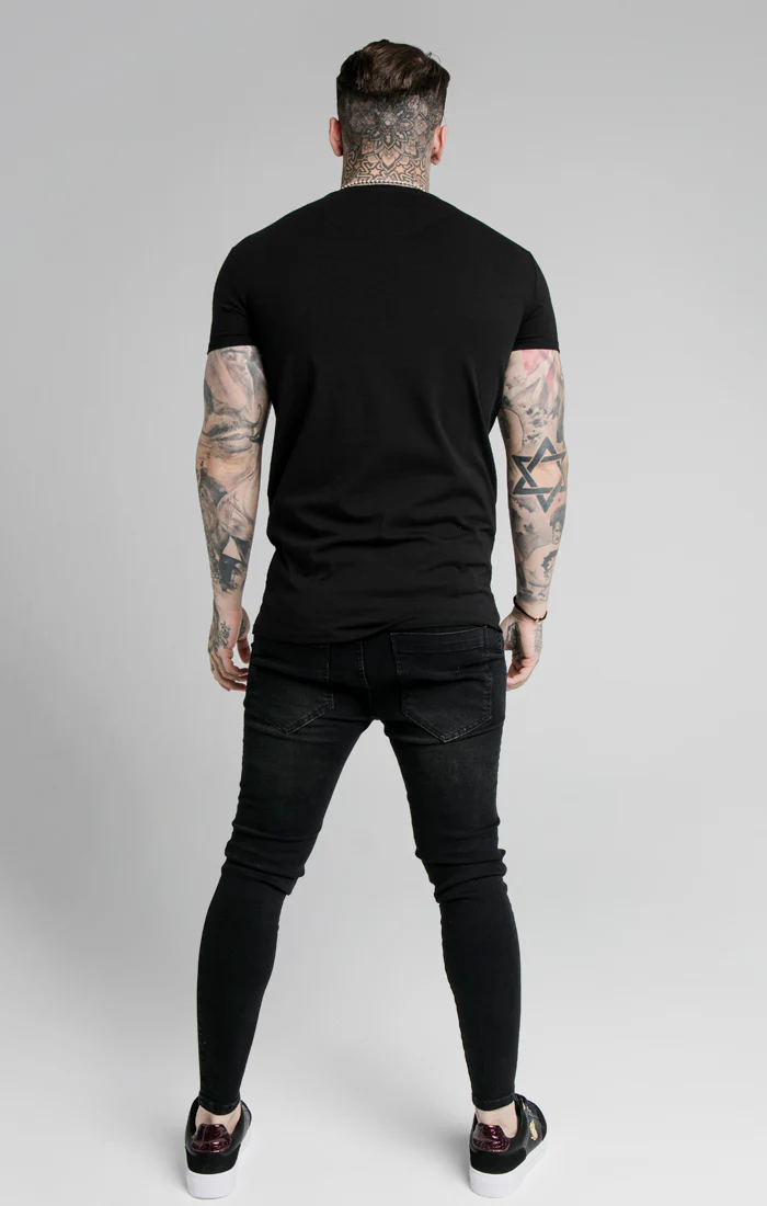 SikSilk Prestige Embroidery Gym Tee - Black - Image 5