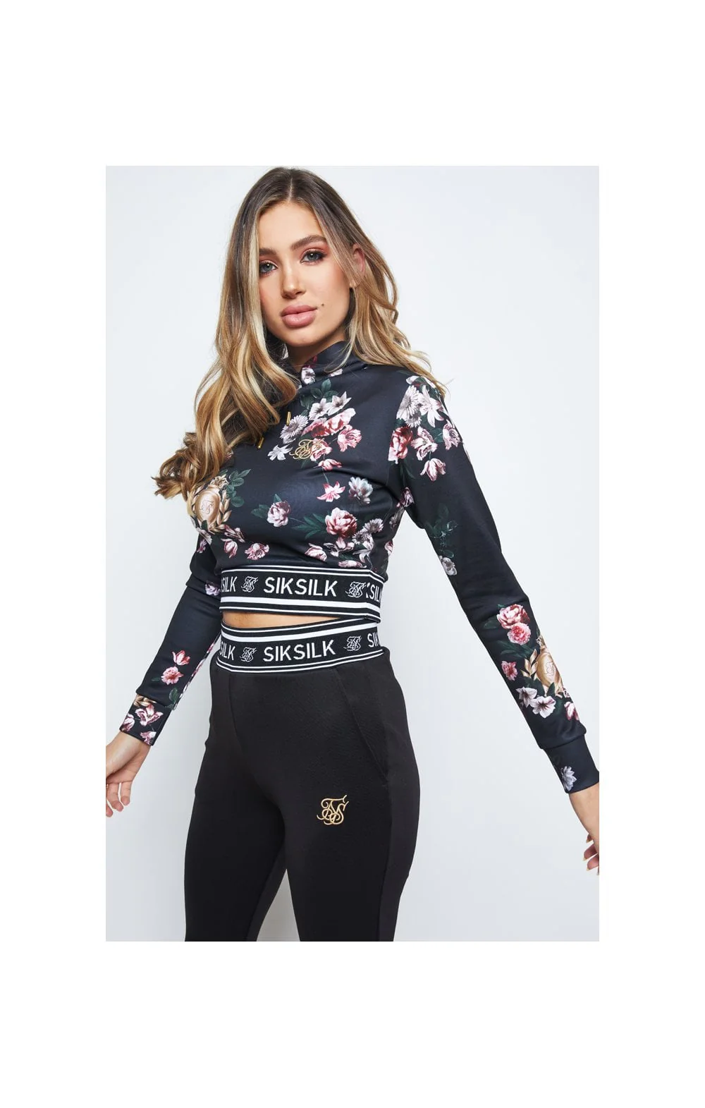 SikSilk Prestige Floral Track Top - Black - Image 3