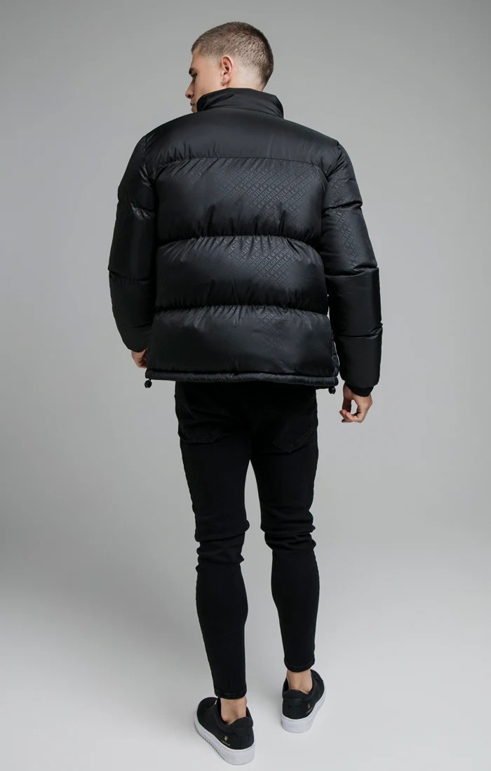 Black Printed Crop Bubble Jacket - Image 6