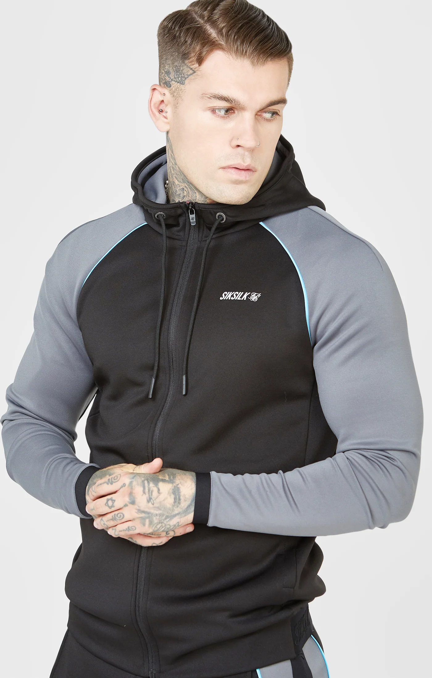 Black Sports Zip-Thru Hoodie