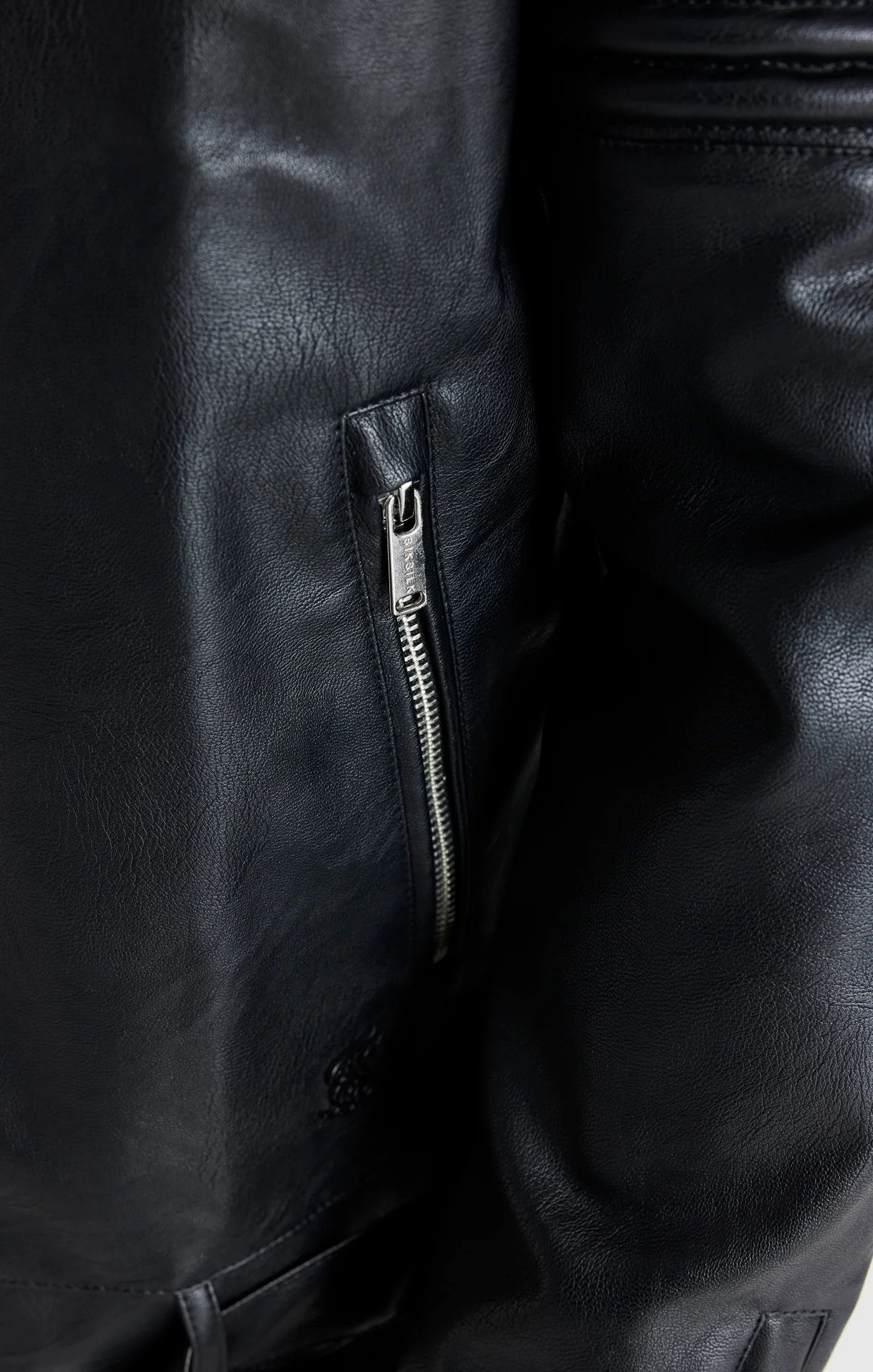 Black Hooded Detail Biker Jacket - Image 6