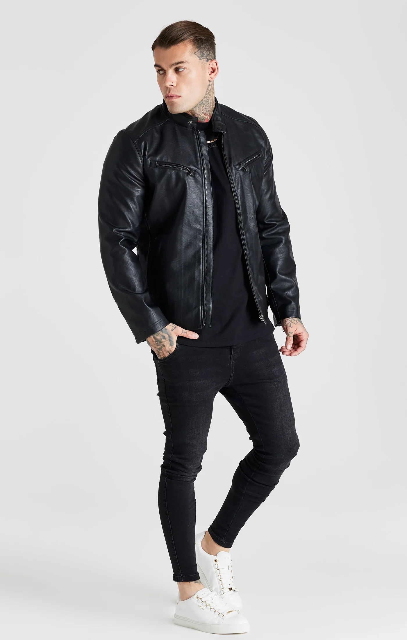 Black Stand Collar Jacket - Image 3