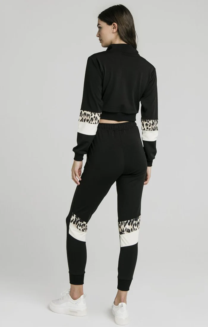 SikSilk Quarter Leopard Track Top – Black - Image 5