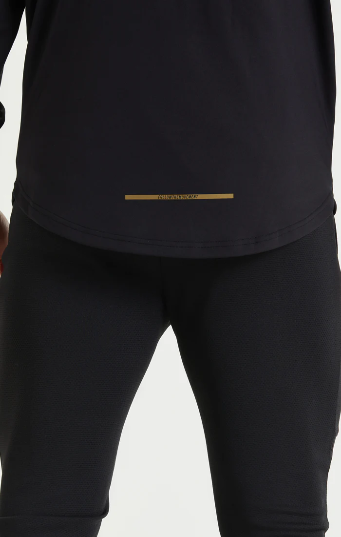 SikSilk Quarter Zip Performance Hoodie - Black & Gold - Image 2