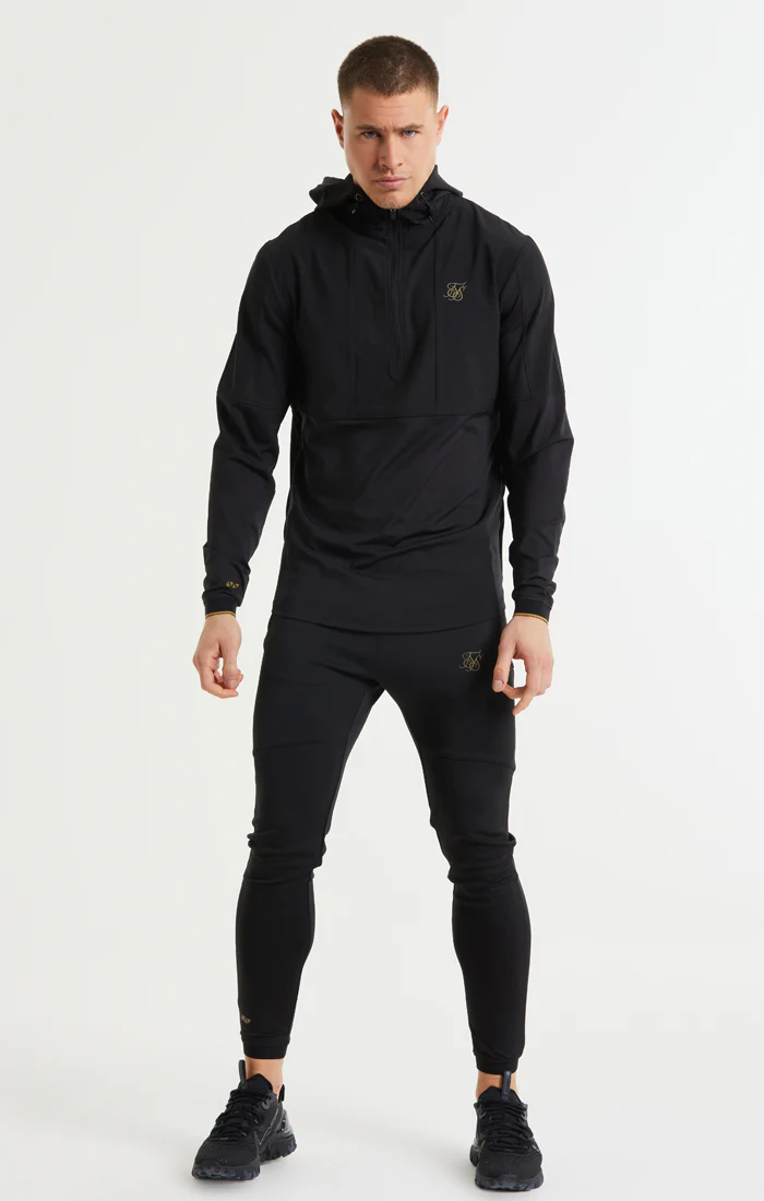SikSilk Quarter Zip Performance Hoodie - Black & Gold - Image 3