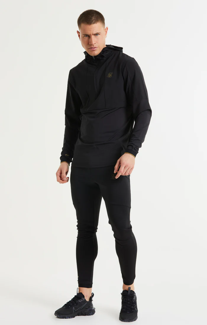 SikSilk Quarter Zip Performance Hoodie - Black & Gold - Image 4