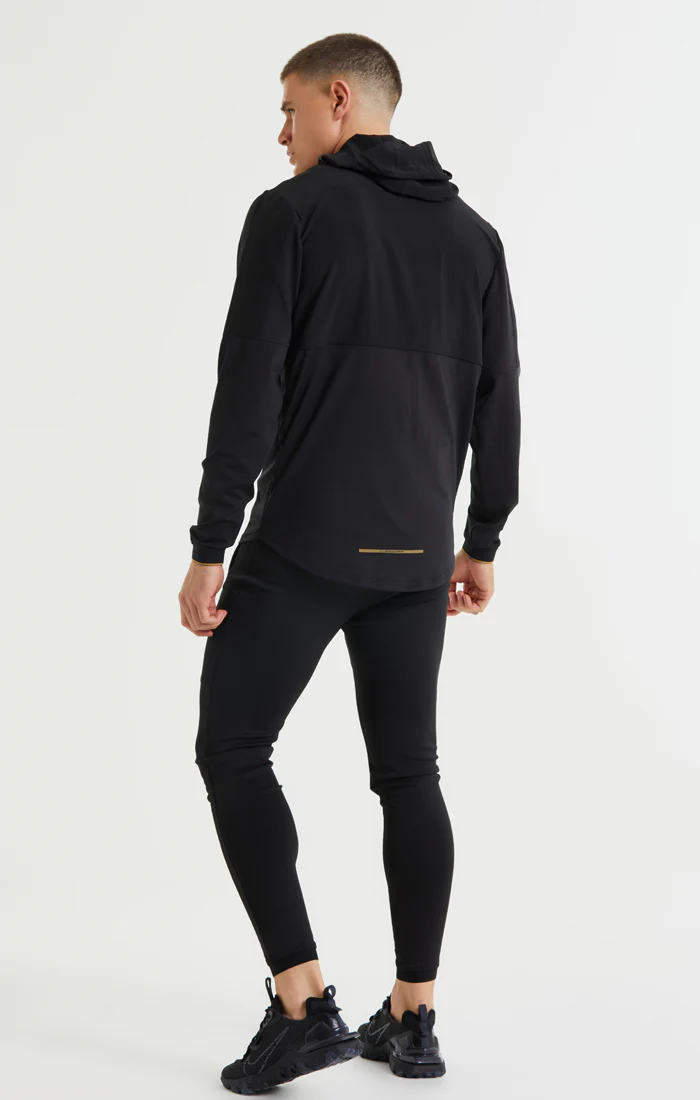 SikSilk Quarter Zip Performance Hoodie - Black & Gold - Image 5