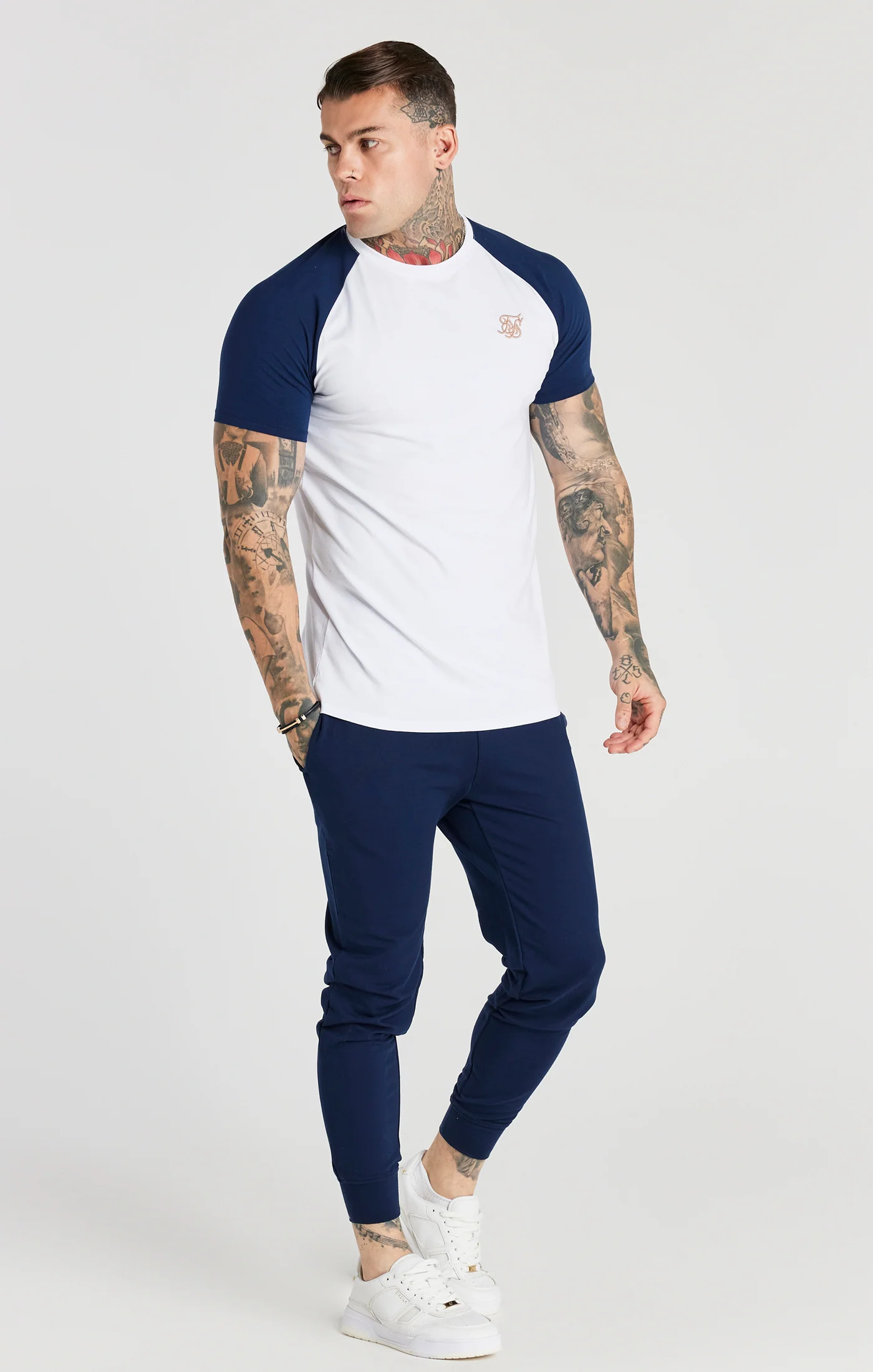 White Raglan Muscle Fit T-Shirt - Image 4