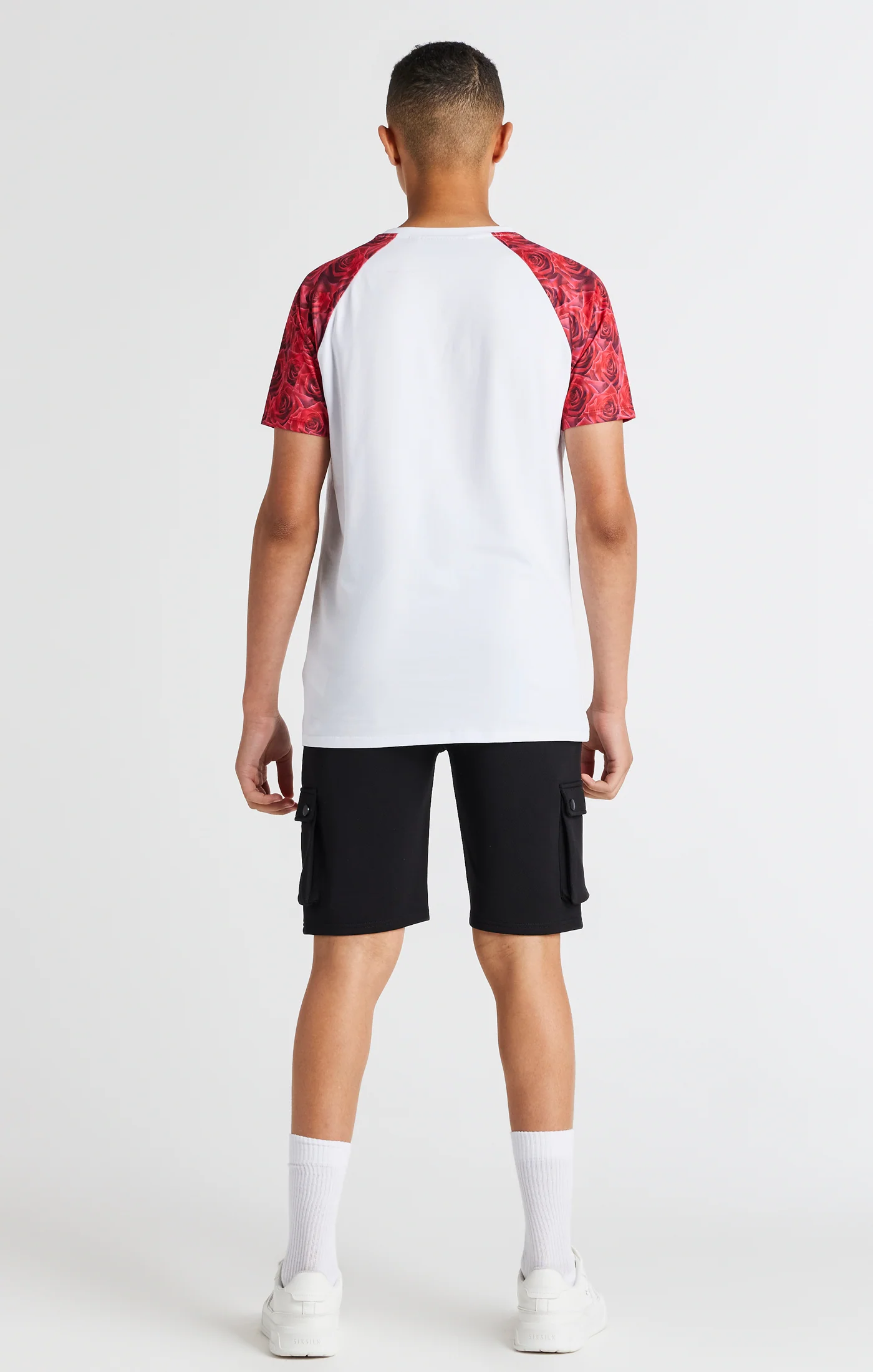 Boys White Raglan Rose T-Shirt - Image 5