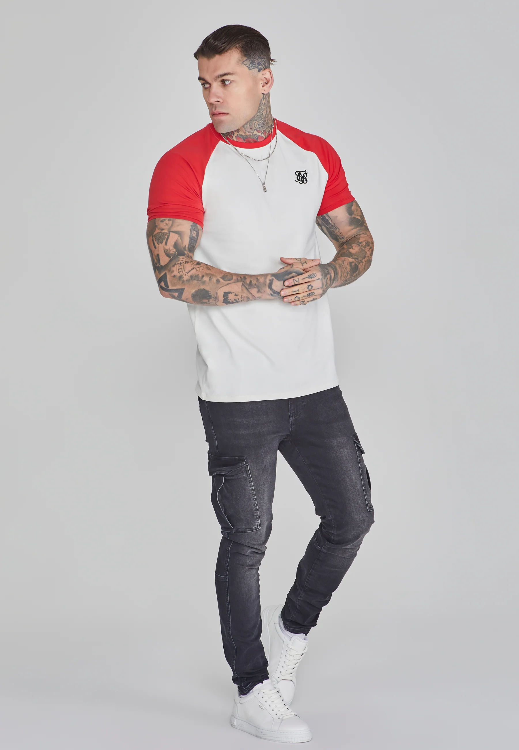 Ecru Red Raglan T-Shirt - Image 3