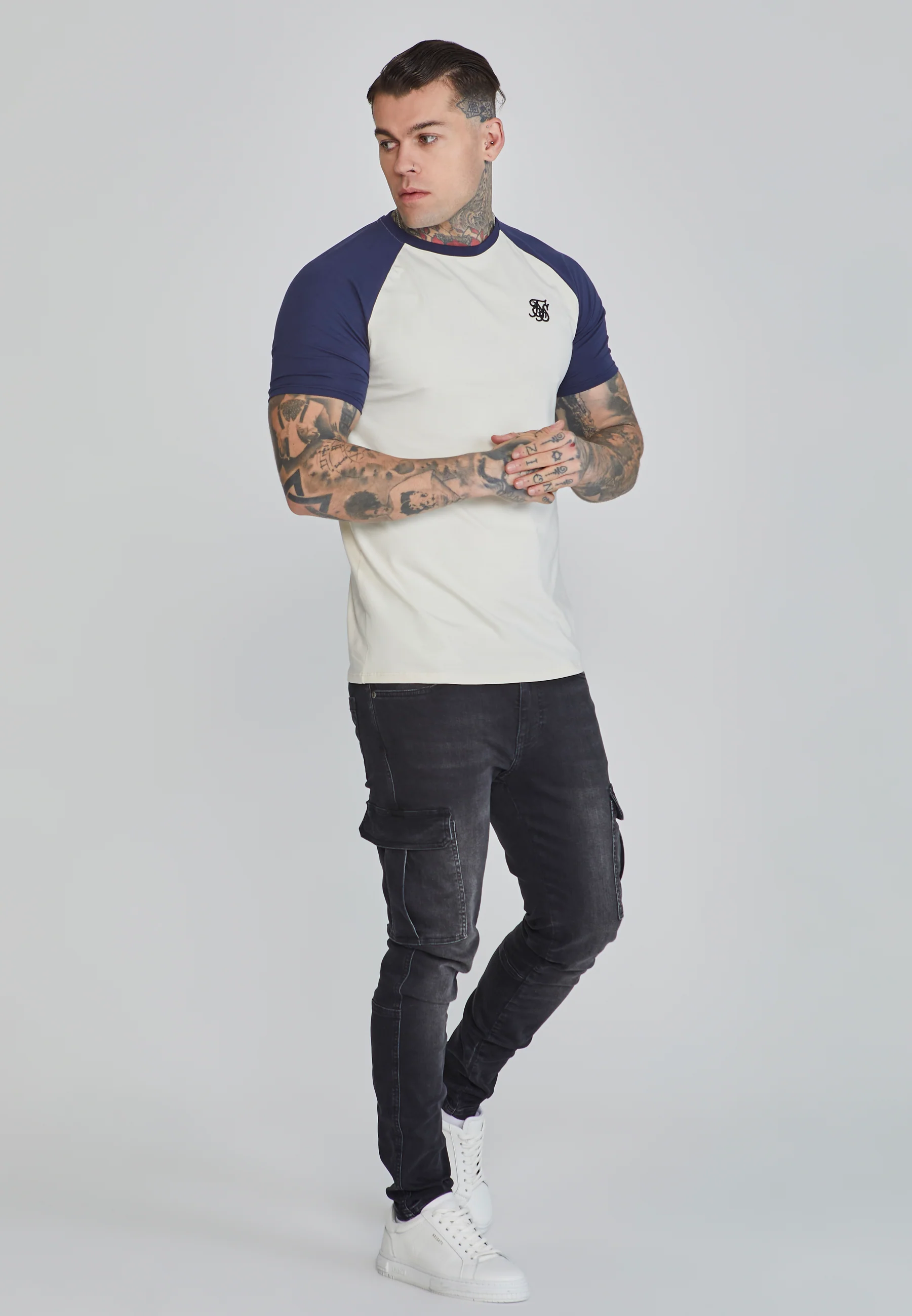 Ecru Navy Raglan T-Shirt - Image 4