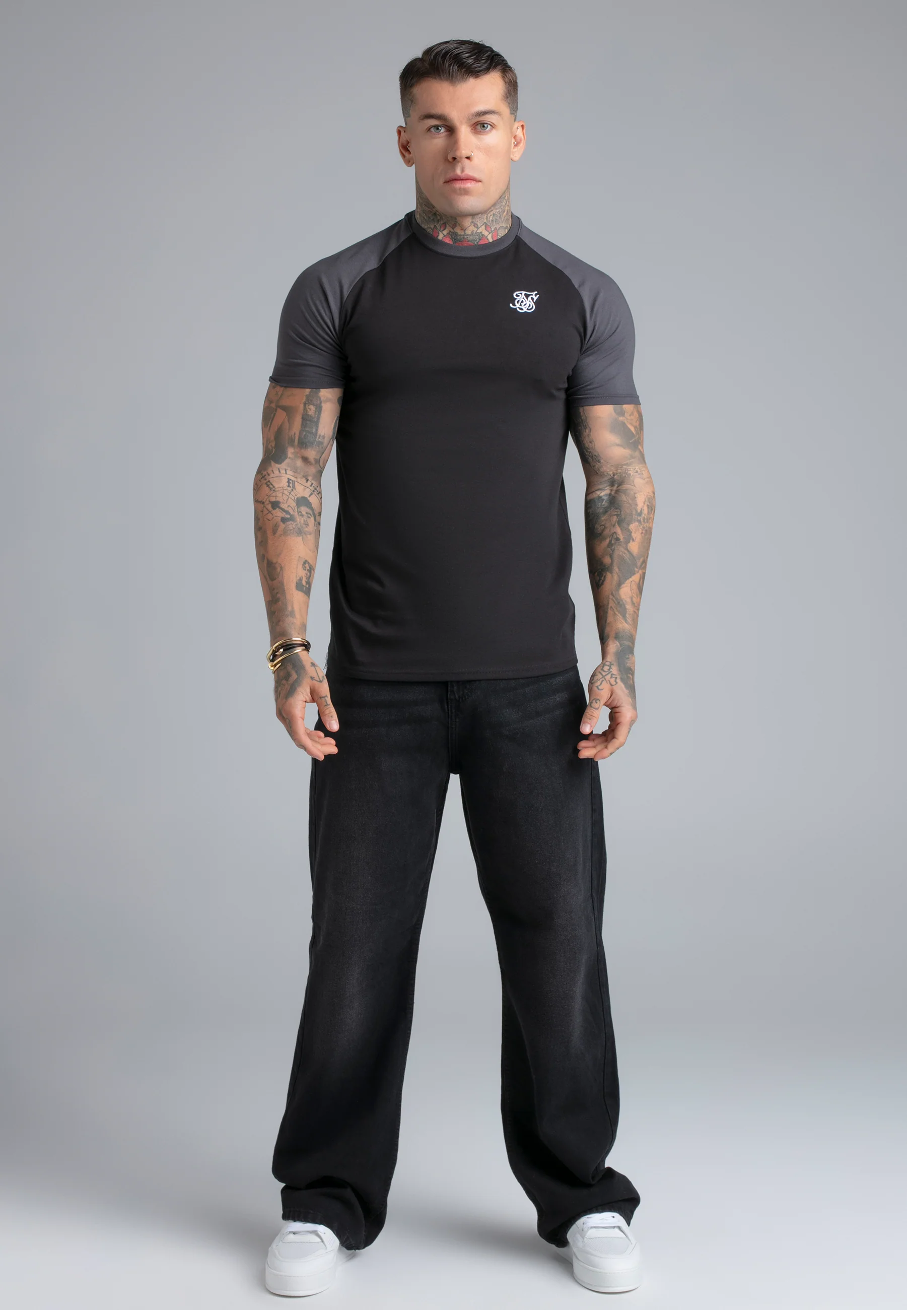 Black and Grey Raglan T-Shirt - Image 3