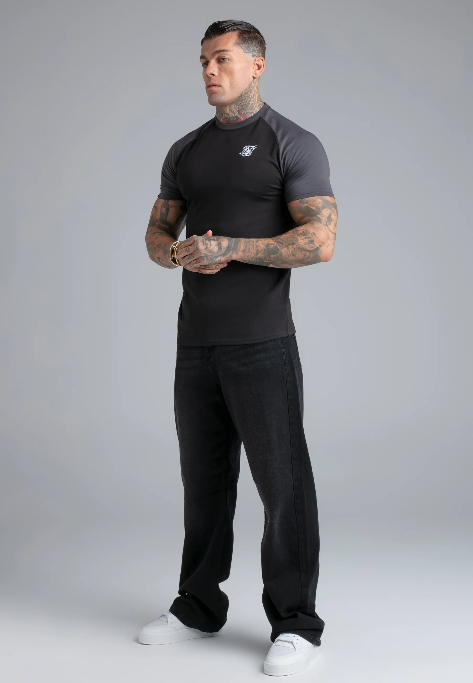 Black and Grey Raglan T-Shirt - Image 4