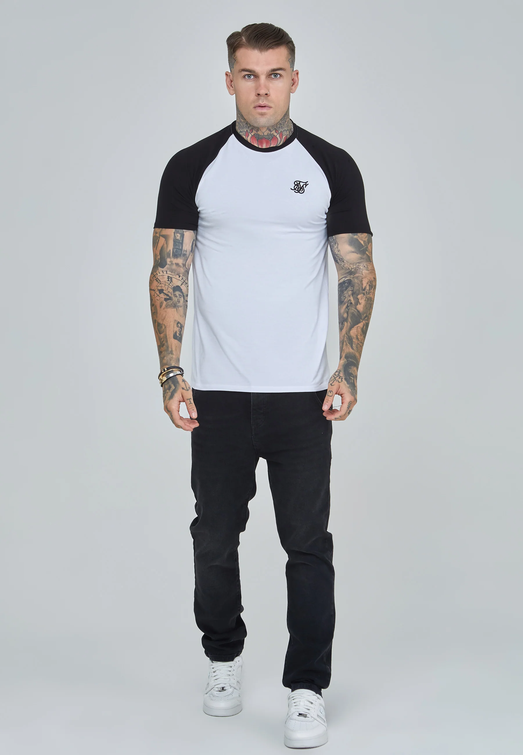 White and Black Raglan T-Shirt - Image 2