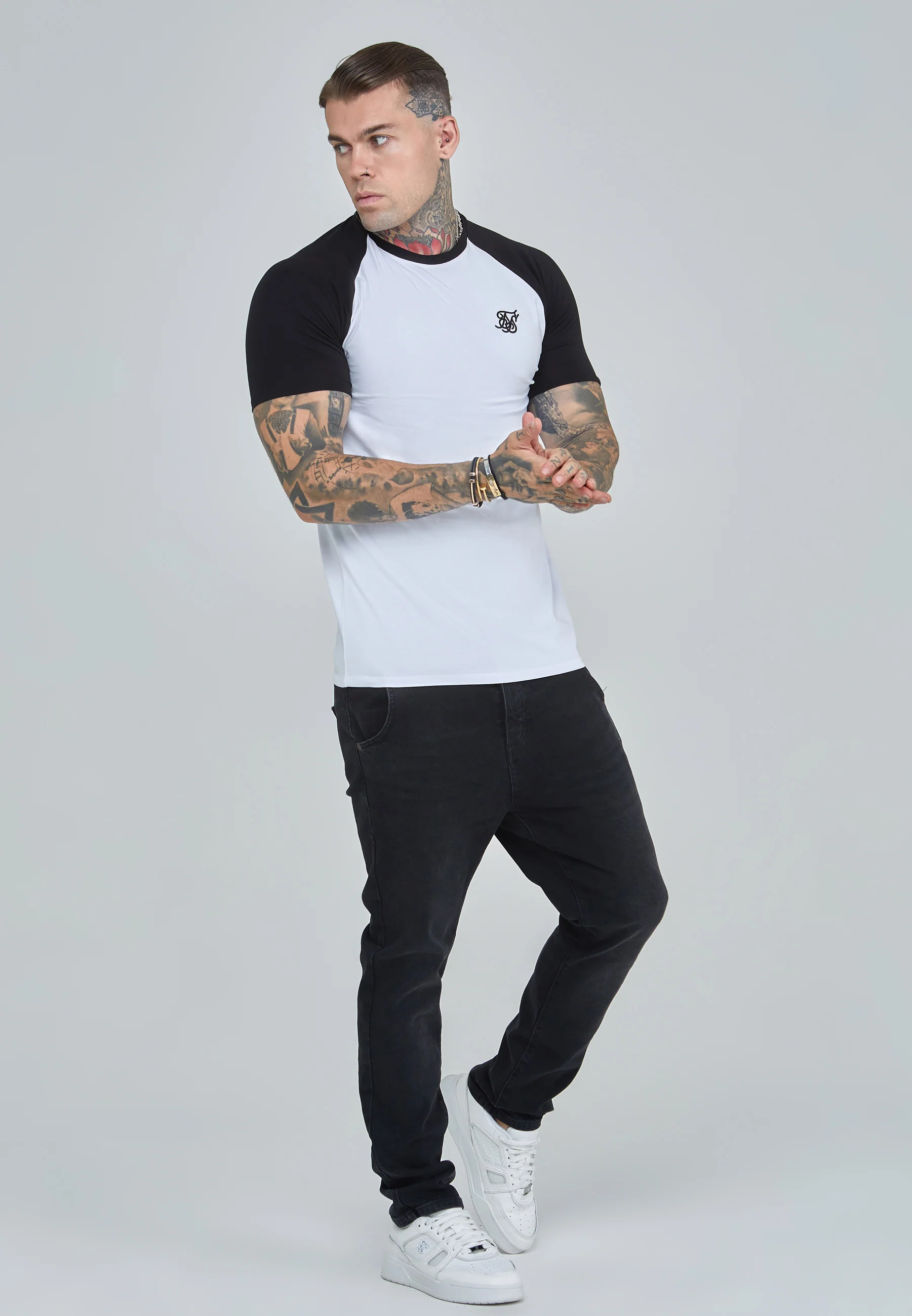 White and Black Raglan T-Shirt - Image 3