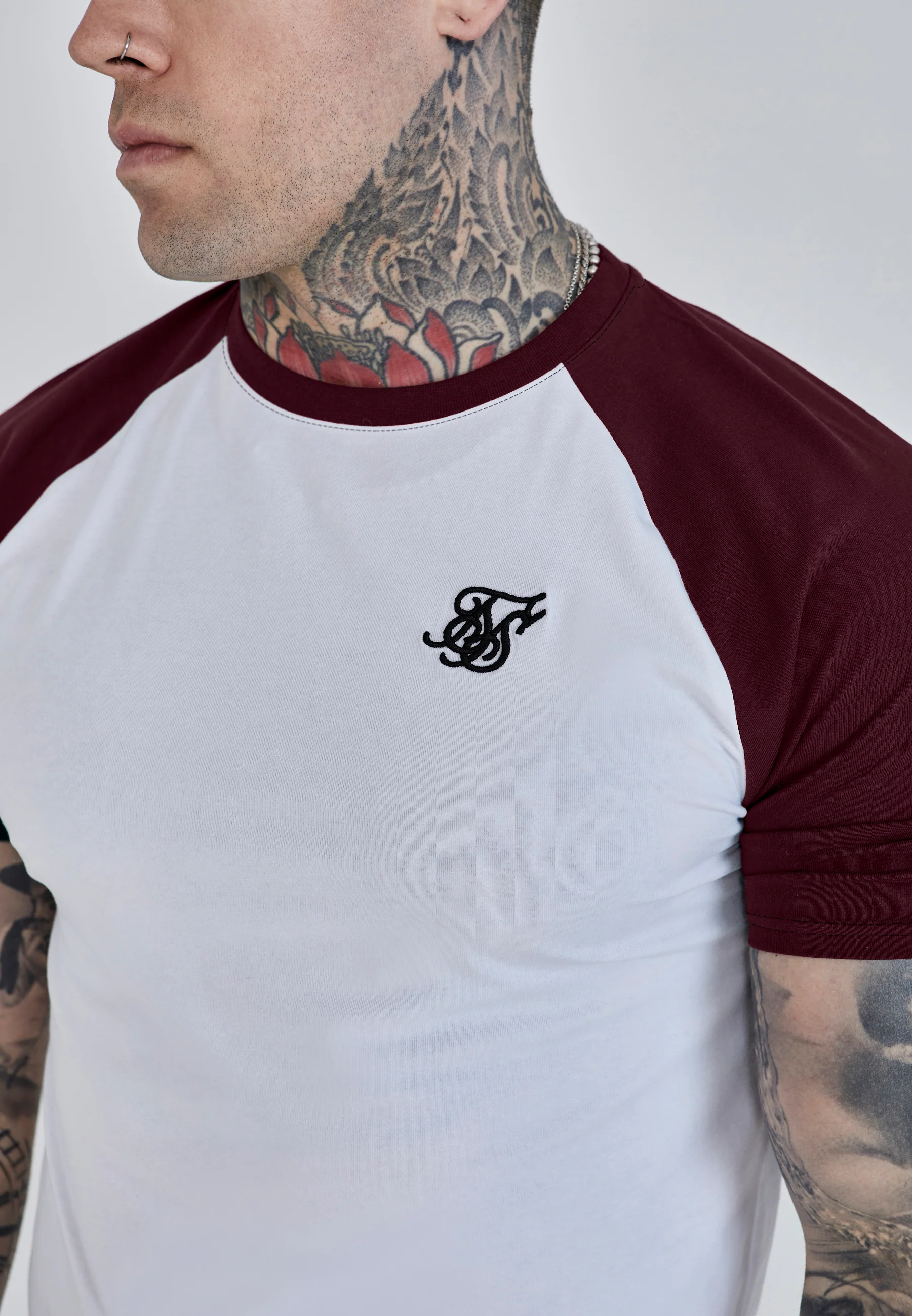 White and Burgundy Raglan T-Shirt - Image 3