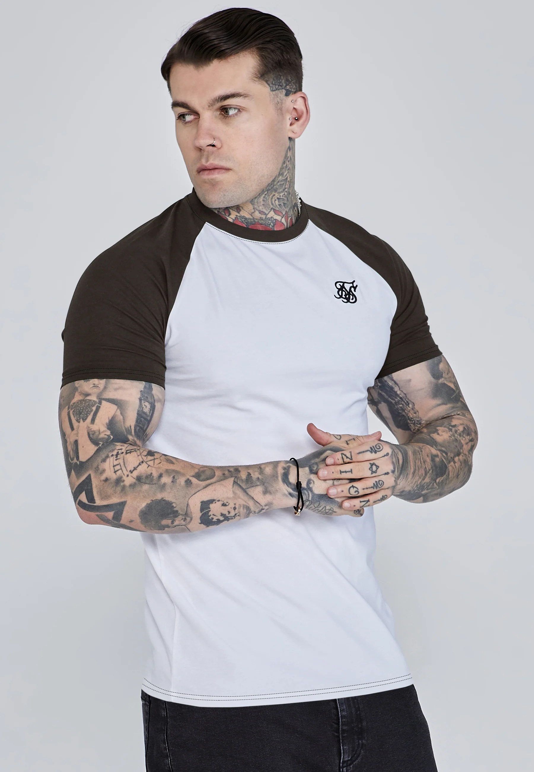 White and Brown Raglan T-Shirt
