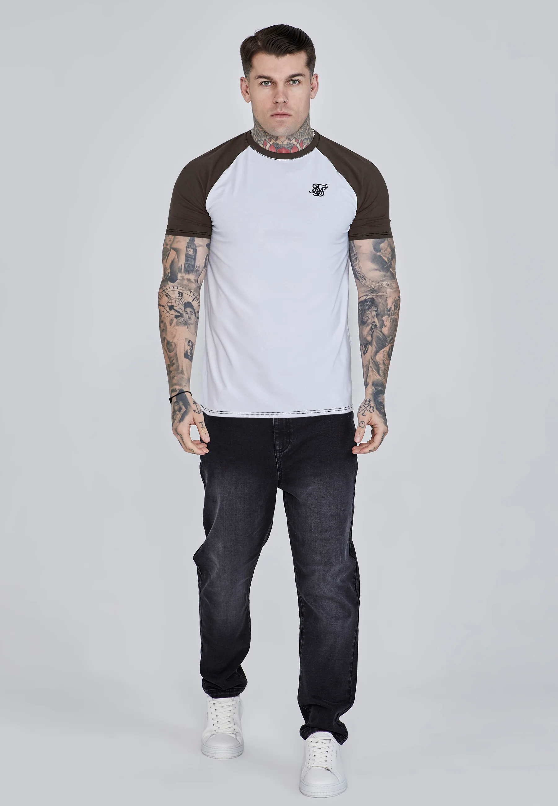 White and Brown Raglan T-Shirt - Image 2