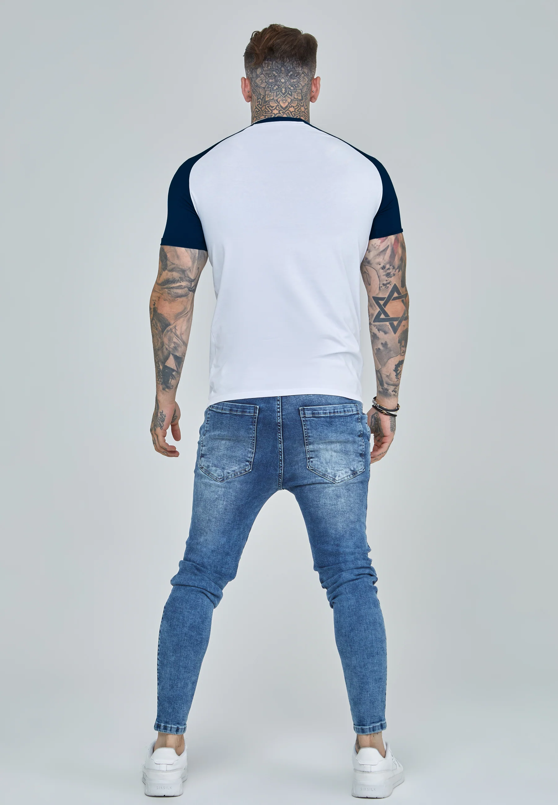 White and Navy Raglan T-Shirt - Image 5