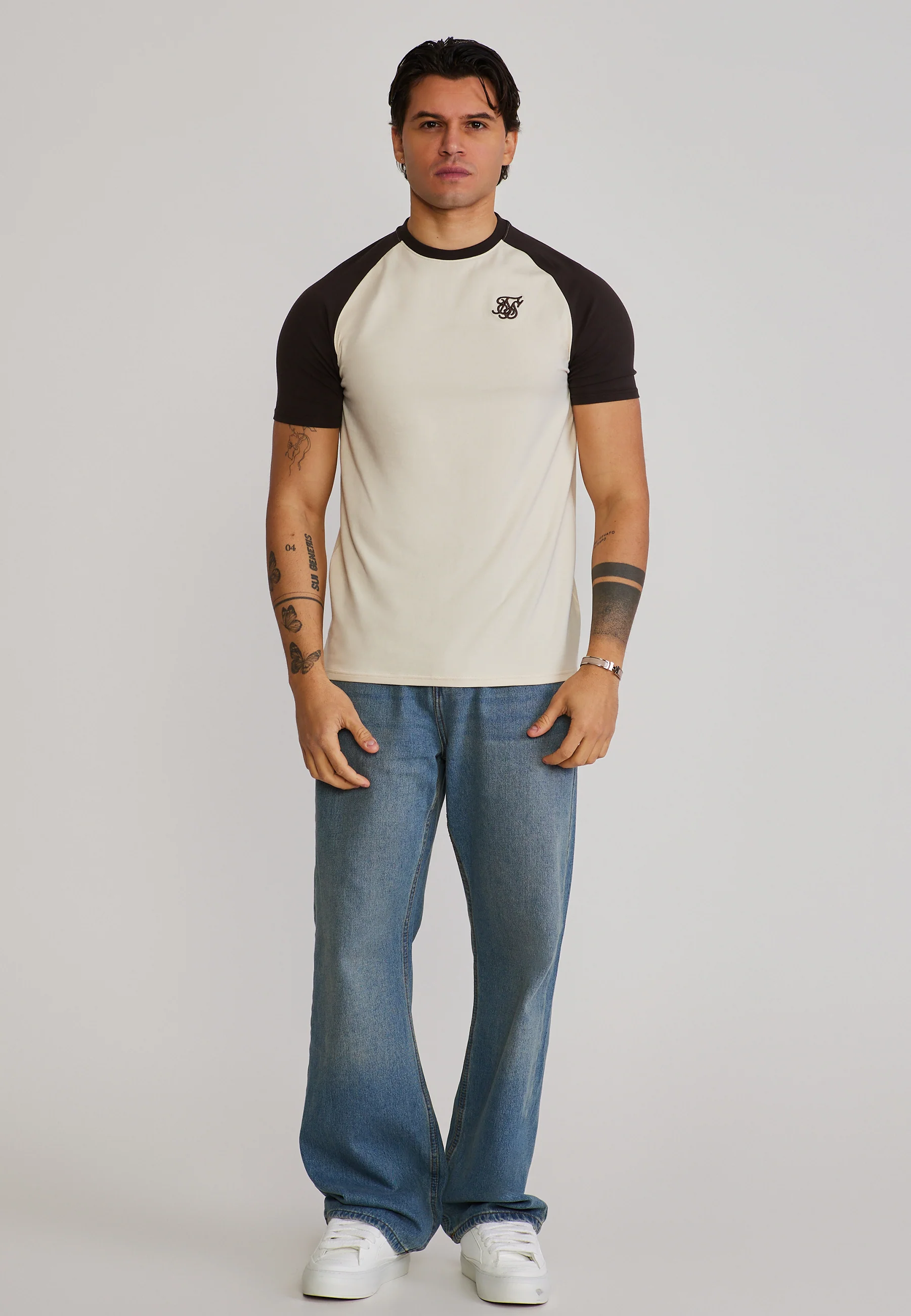 Ecru and Brown Raglan T-Shirt - Image 3
