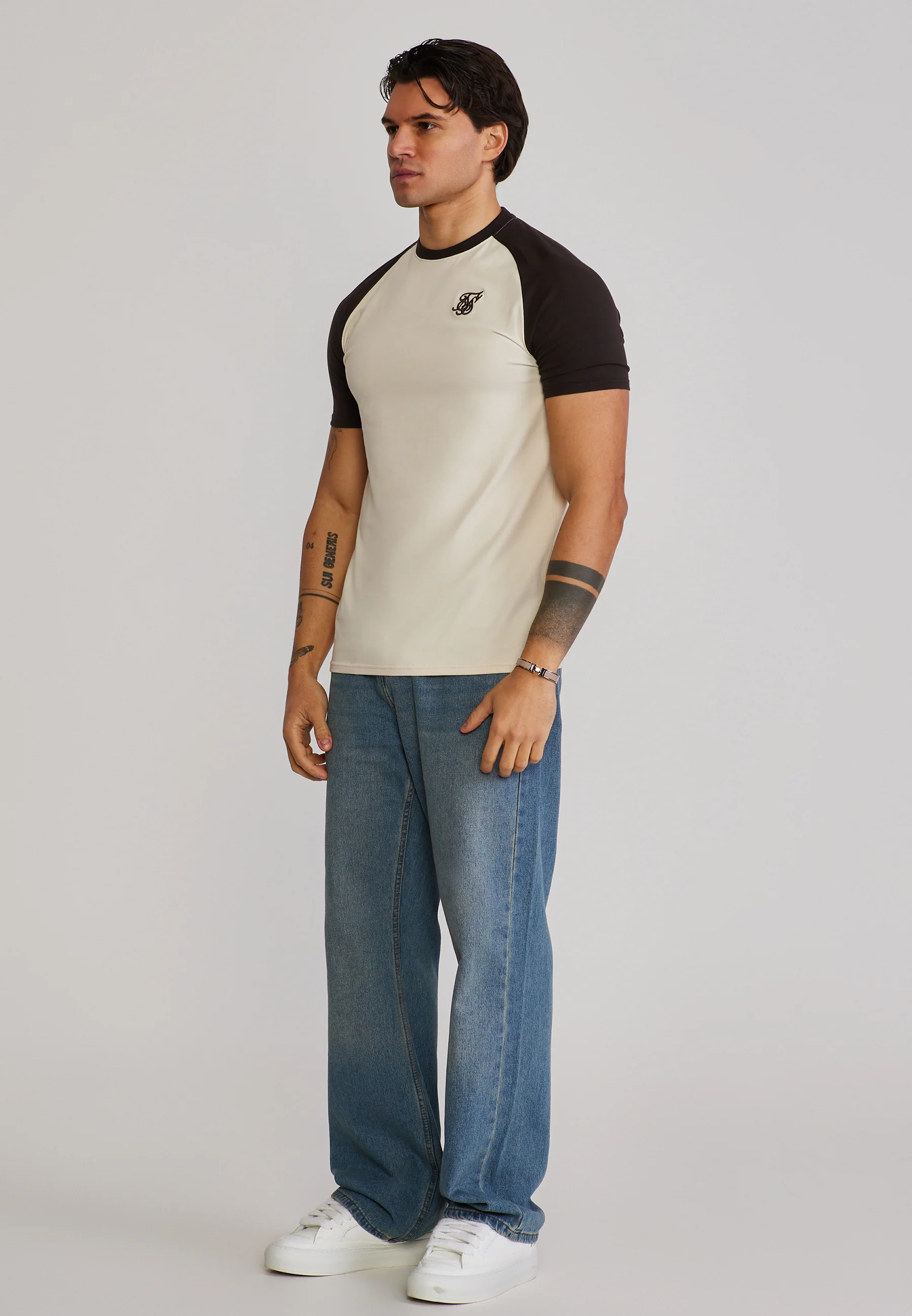 Ecru and Brown Raglan T-Shirt - Image 4