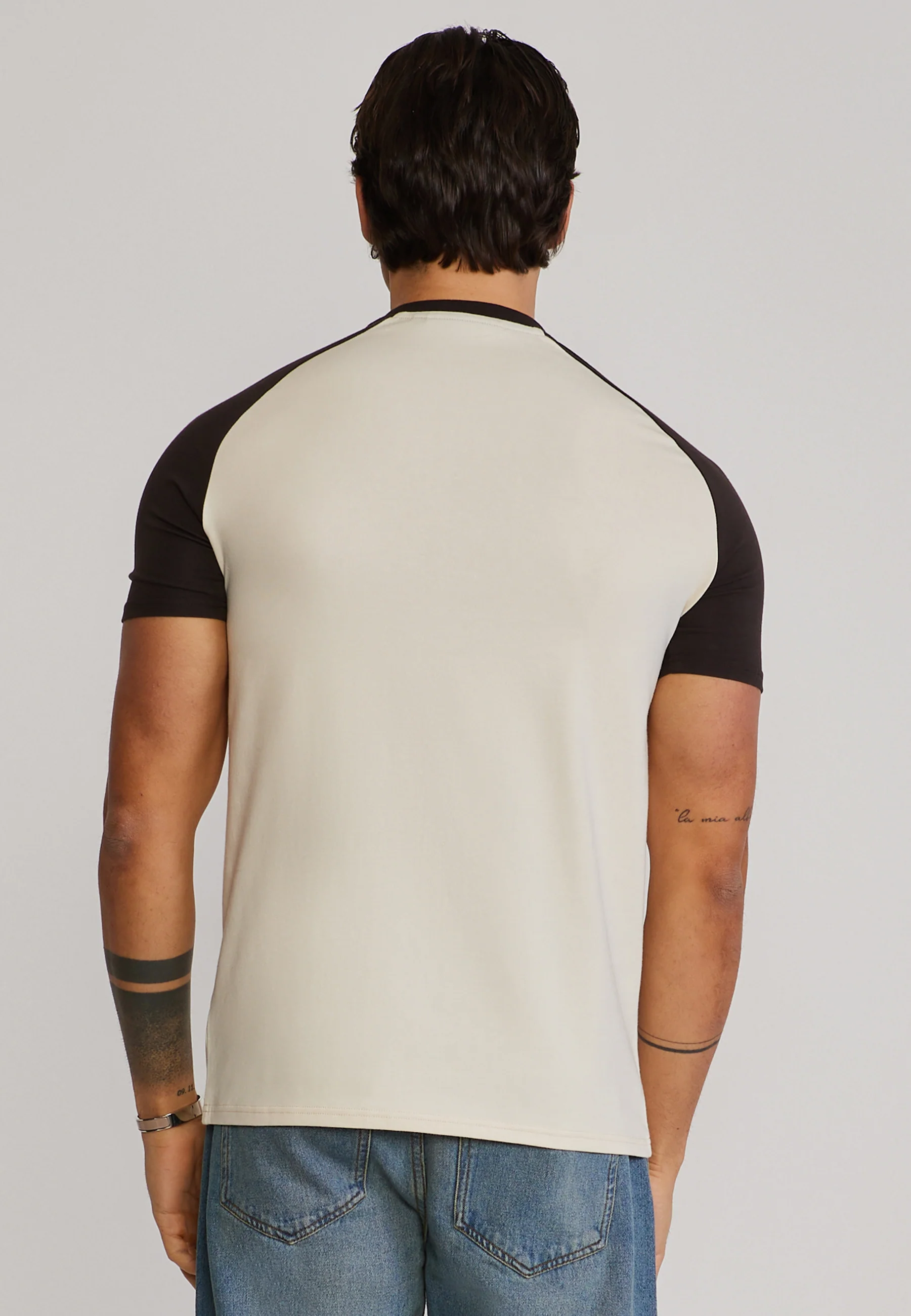 Ecru and Brown Raglan T-Shirt - Image 5